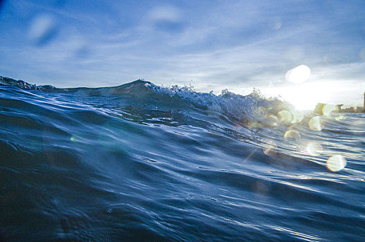 海浪,浪花,波浪,水浪,波纹,浪潮,浪,海洋,大海,海,海水,海平面,起伏,波幅,水,溅,蓝色,深蓝,冷色,移动,动感,流动,流线,纯,特写,蓝天,白云