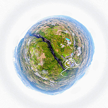 小行星视角航拍湖北恩施大峡谷云龙地缝景区球形全景图