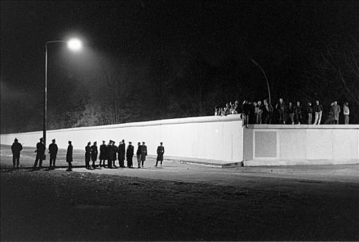 柏林墙,夜晚,十一月,勃兰登堡门,民主德国,柏林,德国,欧洲