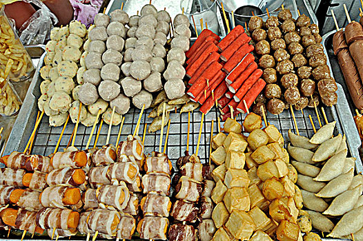 泰国食品,市场货摊,曼谷,泰国