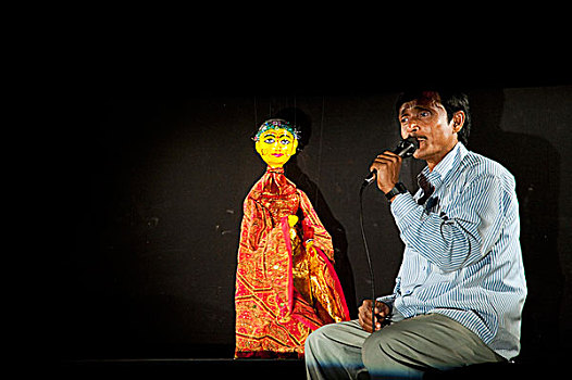 木偶,表演,长,跳舞,节日,剧院,孟加拉,学院,达卡,二月