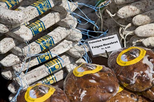面包,意大利腊肠,市场货摊,伯尔尼,瑞士