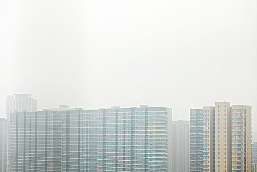 建筑群,城市建筑,玻璃幕墙,雾霾,房产