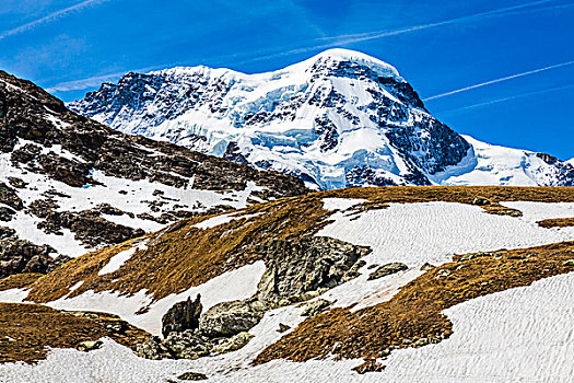 积雪,山顶,靠近,策马特峰,晴天,瑞士