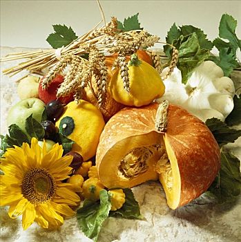 秋天,静物,南瓜,水果,粮食