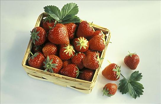 新鲜,草莓,扁篮