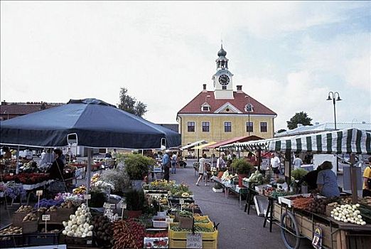 市政厅,市场,芬兰,斯堪的纳维亚,欧洲