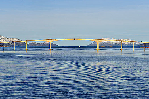 桥,上方,波状,蓝色,水,海峡,诺尔兰郡,韦斯特阿伦,挪威,欧洲