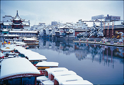 中国江苏南京夫子庙雪景