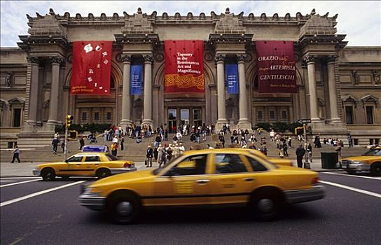 出租车,第五大街,正面,博物馆,曼哈顿,纽约,美国