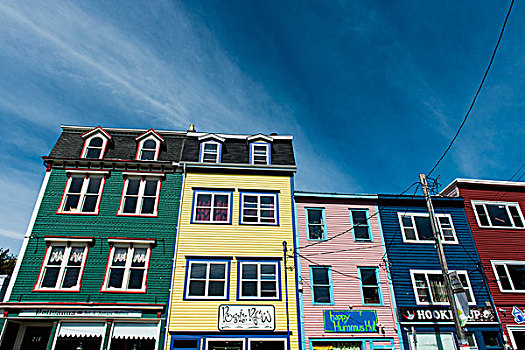 鲜明,色彩,建筑,排列,纽芬兰,加拿大