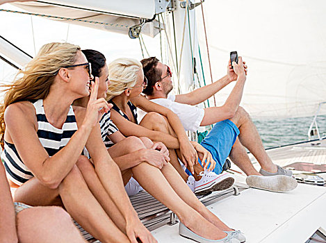 度假,旅行,海洋,友谊,人,概念,微笑,朋友,坐,游艇,甲板,制作
