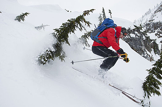滑雪,华盛顿山,温哥华岛,不列颠哥伦比亚省,加拿大