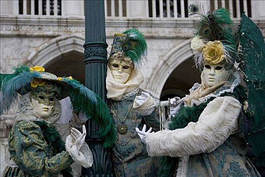 绿色,米色,服饰,面具,威尼斯,意大利