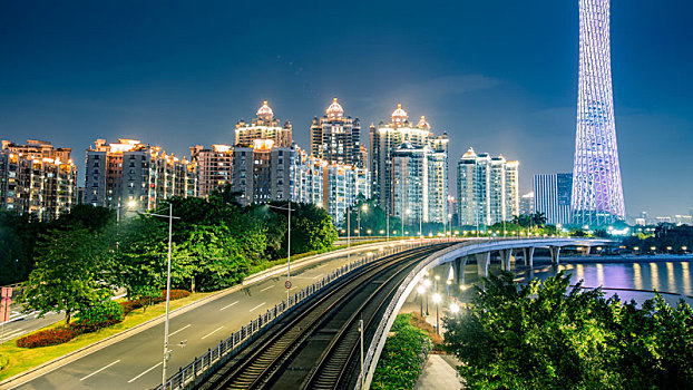 道路,夜景,广州