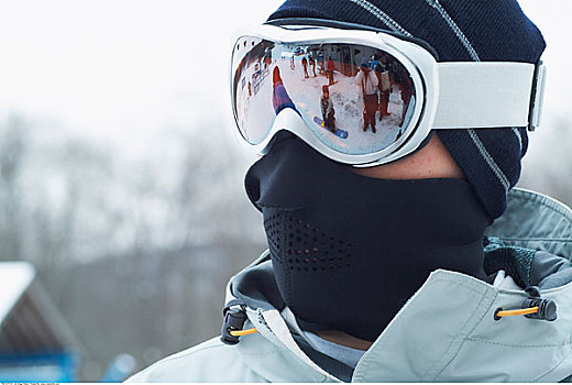 滑雪板玩家,面具,护目镜