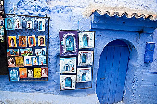 涂绘,砖瓦,出售,纪念品店,舍夫沙万,沙温,区域,山,摩洛哥