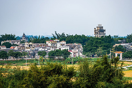 中国广东开平碉楼锦江里民居村落