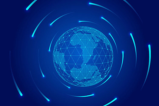 点线数码球体寓意全球化国际化科学技术背景