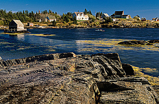 房子,蓝色,石头,新斯科舍省,加拿大