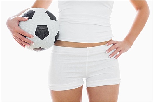 腹部,健身,女人,运动衣,足球