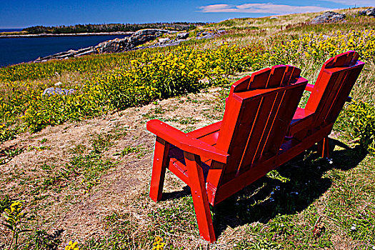 红色,座椅,灯塔,港口,路线,新斯科舍省,加拿大