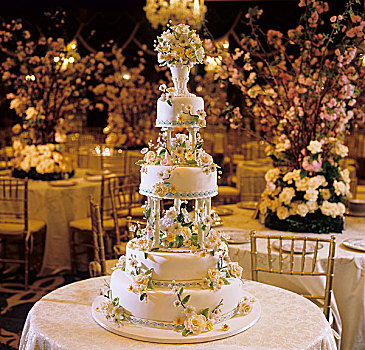 婚礼蛋糕,装饰,花,圆,桌子