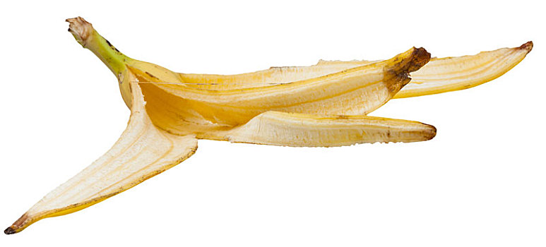 成熟,香蕉皮,隔绝,白色背景
