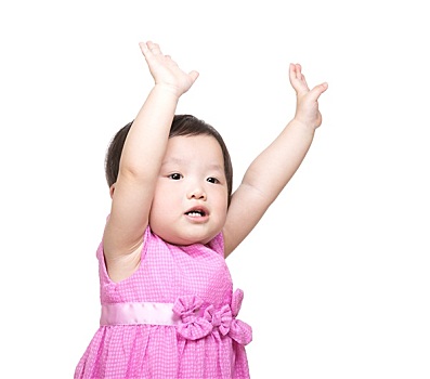 亚洲人,女婴,两个,抬手
