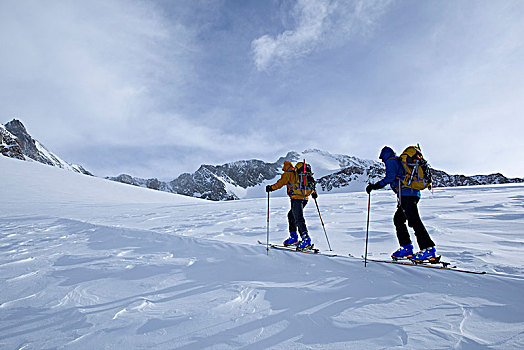 滑雪,旅游,上方,阿尔卑斯山,提洛尔,奥地利