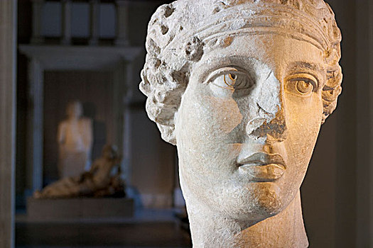 巨大,头部,女神,大理石,罗马时期,广告,考古博物馆,伊斯坦布尔,土耳其