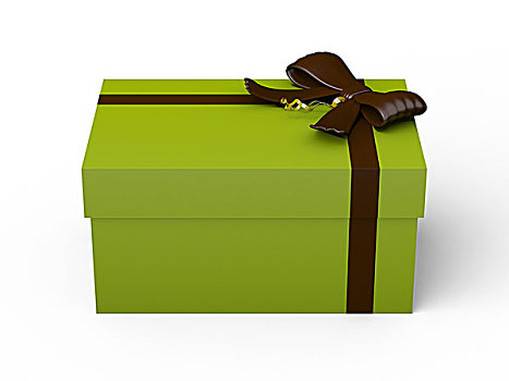 绿色,礼盒,褐色,丝带,蝴蝶结