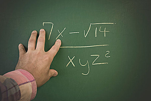 男人,手,黑板,靠近,数学,公式