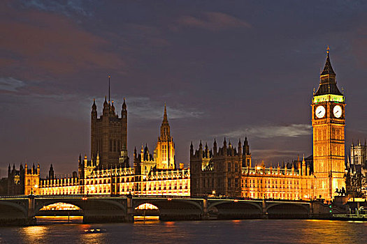 英国,伦敦,大本钟,议会大厦,光亮,夜晚