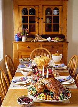 感恩节,晚餐,桌上