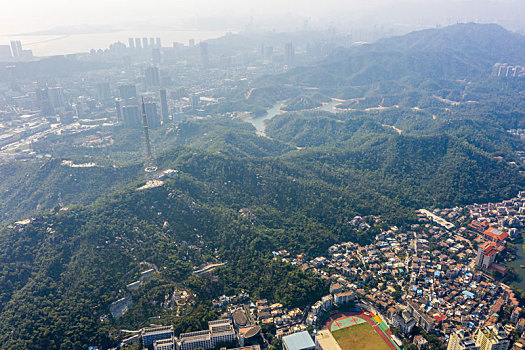 航拍广东珠海香洲区城区风光