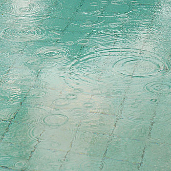 雨滴,游泳,游泳池,引起,表面,波纹,哥斯达黎加