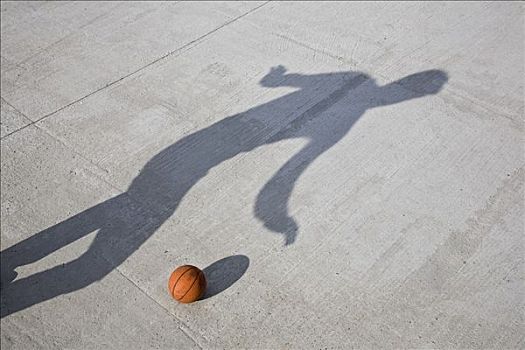 影子,玩,篮球