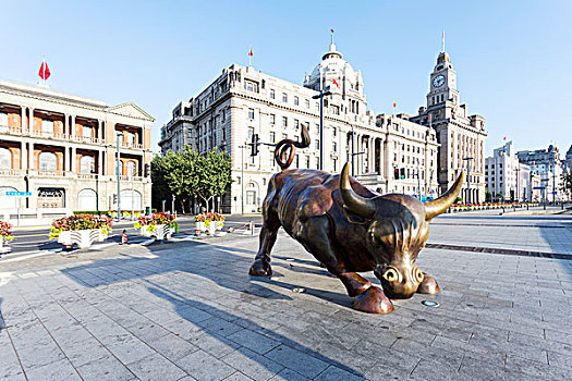 铜,牛市,雕塑,现代,城市街道,上海