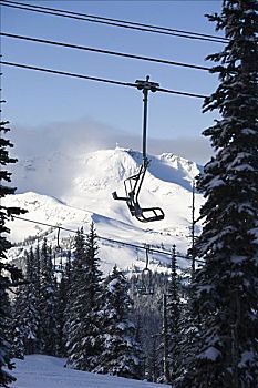 滑雪缆车,黑梳山,不列颠哥伦比亚省,加拿大