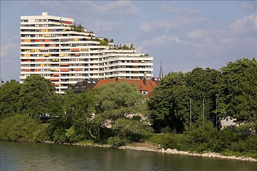 德国,大,公寓楼,靠近,多瑙河