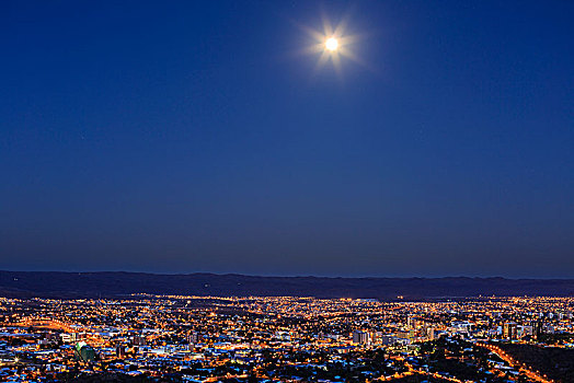 满月,月亮,俯视,温得和克,纳米比亚,非洲