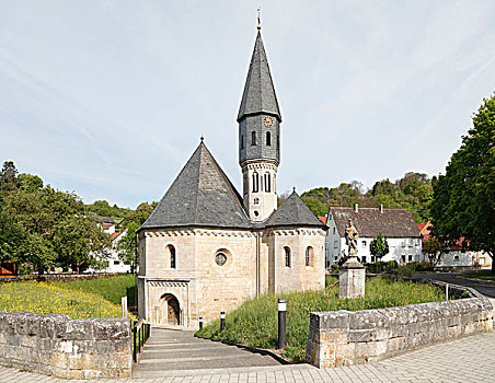 小教堂,建造,一个,剩余,罗马式,八边形,教堂,南方,德国,建筑,合唱团,巴登符腾堡,欧洲