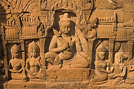 亚洲,柬埔寨,收获,吴哥窟,国王,雕塑