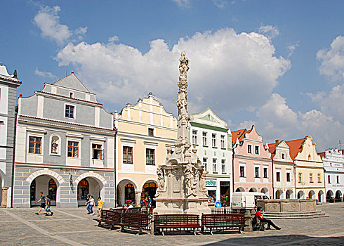 大广场,广场,喷泉,文艺复兴,房子,捷克共和国,欧洲