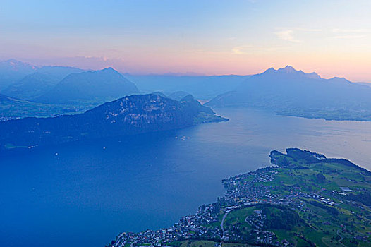琉森湖,远景,皮拉图斯,山,瑞士,欧洲