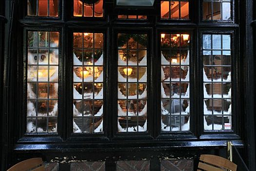 冬季装饰,三个,灰狗,酒吧,老,街道,伦敦,英国