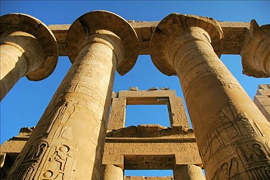 柱子,卡尔纳克神庙,靠近,路克索神庙,埃及,非洲