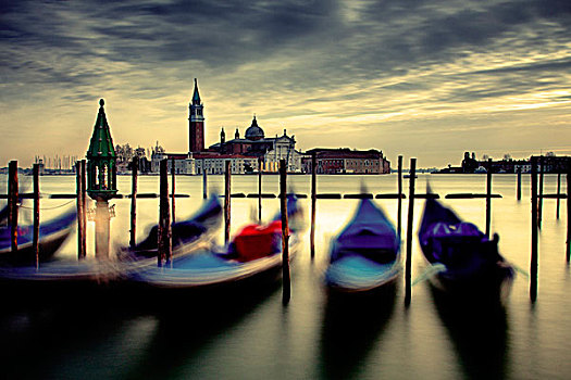 小船,钟楼,大教堂,背景,广场,威尼斯,意大利