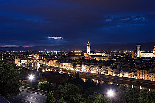 夜晚,城市,佛罗伦萨,意大利